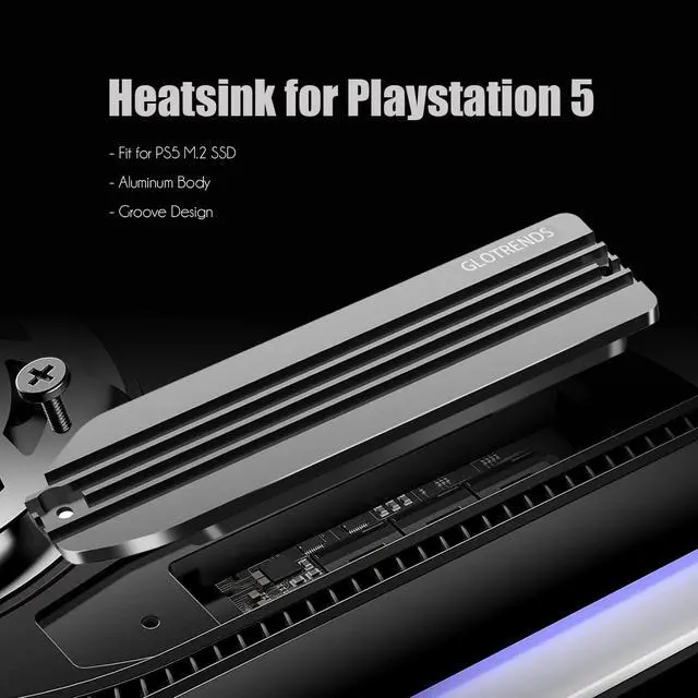Alt view image 2 of 7 - GLOTRENDS PS5 SSD Heatsink with Copper Heatpipe and PS5 Screw for Playstation 5 Internal PCIe M.2 NVMe 4.0 Gen4 Gaming Memory Black