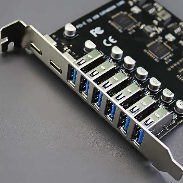 Alt view image 3 of 7 - GLOTRENDS U6A2C 8-Port (2 Type-C+ 6 x Type-A) USB 3.0 5Gbps PCIe Expansion Card for Intel, AMD, and ARM Platform, Compatible with Windows and Linux (Not Support Mac OS)