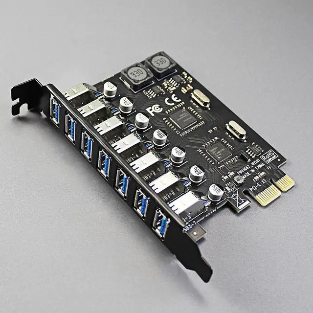 Alt view image 2 of 7 - GLOTRENDS U3057 7-Port USB 3.0 Type-A 5Gbps PCIe Expansion Card for Intel, AMD, and ARM Platform, Compatible with Windows and Linux (Not Support Mac OS)