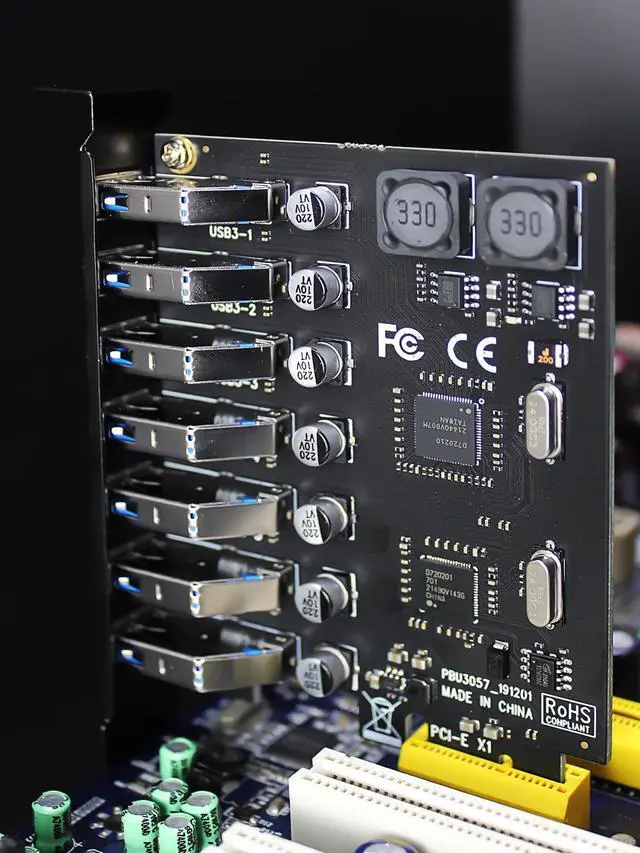Alt view image 4 of 7 - GLOTRENDS U3057 7-Port USB 3.0 Type-A 5Gbps PCIe Expansion Card for Intel, AMD, and ARM Platform, Compatible with Windows and Linux (Not Support Mac OS)