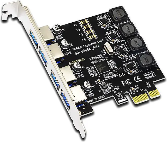 Main image of GLOTRENDS U3044 4-Port USB 3.0 5Gbps PCIe Expansion Card for Intel, AMD, and ARM Platform, Compatible with Windows and Linux (Not Support Mac OS)