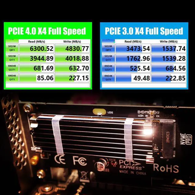 Alt view image 6 of 7 - GLOTRENDS PA09-HS M.2 NVMe to PCIe 4.0 X4 Adapter with M.2 Heatsink for 2280/2260/2242/2230 M.2 NVMe SSD