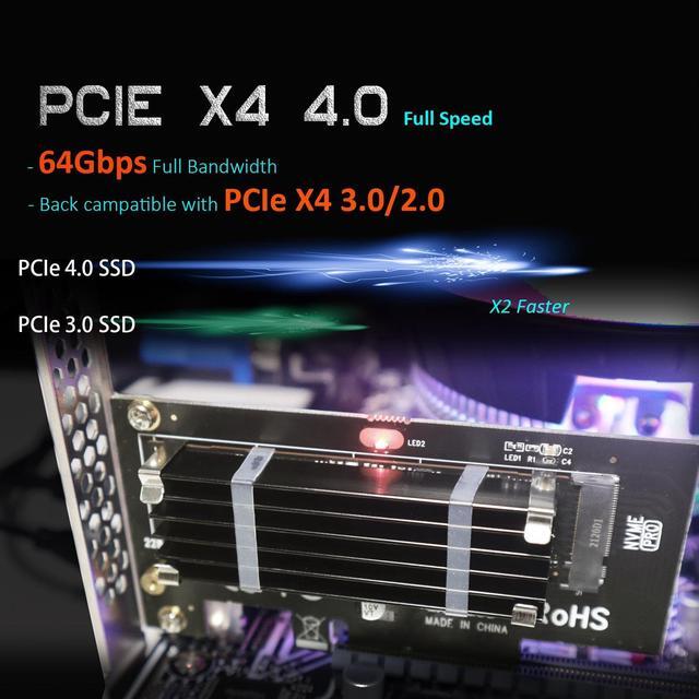 Alt view image 2 of 7 - GLOTRENDS PA09-HS10 M.2 NVMe to PCIe 4.0 X4 Adapter with M.2 Heatsink for 2280/2260/2242/2230 M.2 NVMe SSD