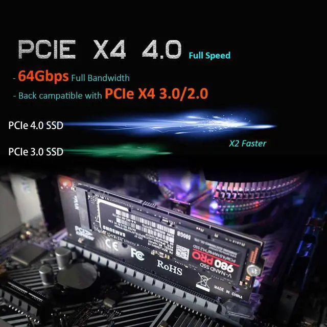 Alt view image 2 of 7 - GLOTRENDS PA05 M.2 NVMe to PCIe 4.0 X4 Adapter, Without Bracket for Compact Case or 2U high Case Installation, for 2280/2260/2242/2230 M.2 NVMe SSD