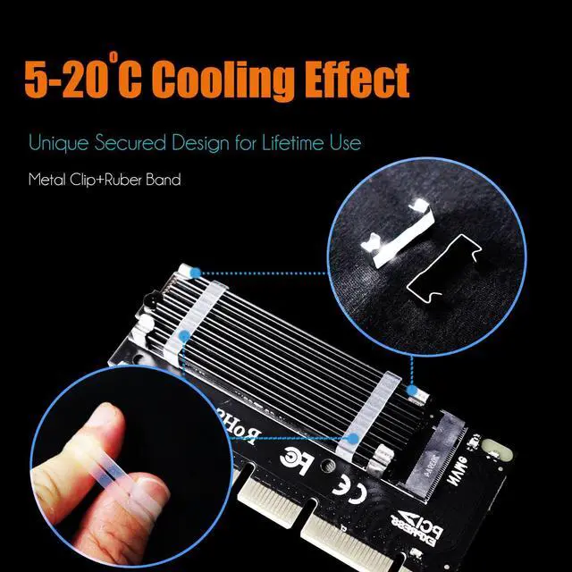 Alt view image 6 of 7 - GLOTRENDS PA05-HS M.2 NVMe to PCIe 4.0 X4 Adapter with M.2 Heatsink, Without Bracket for Compact Case or 2U high Case Installation, for 2280/2260/2242/2230 M.2 NVMe SSD