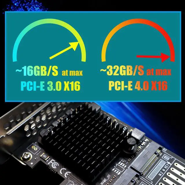 Alt view image 3 of 7 - GLOTRENDS PA41 Quad M.2 NVMe to PCIe X16 4.0 Adapter Card without PCIe Bifurcation Function, Support 22110/2280/2260/2242/2230 Size