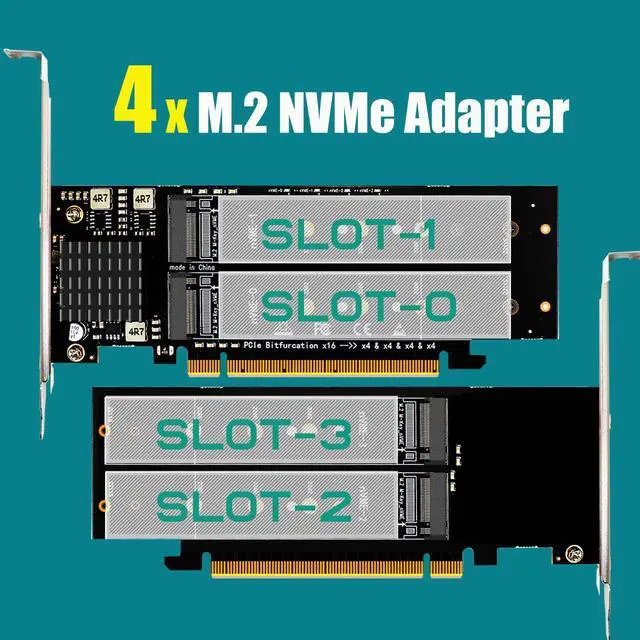 Alt view image 2 of 7 - GLOTRENDS PA41 Quad M.2 NVMe to PCIe X16 4.0 Adapter Card without PCIe Bifurcation Function, Support 22110/2280/2260/2242/2230 Size
