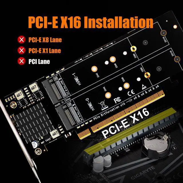 Alt view image 5 of 7 - GLOTRENDS PA41 Quad M.2 NVMe to PCIe X16 4.0 Adapter Card without PCIe Bifurcation Function, Support 22110/2280/2260/2242/2230 Size
