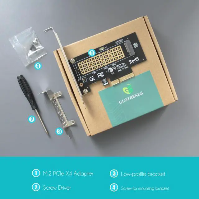 Alt view image 7 of 7 - GLOTRENDS PA09 M.2 NVMe to PCIe 4.0 X4 Adapter for 2230/2242/2260/2280 M.2 NVMe SSD, PCIe X4 Installation