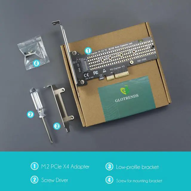 Alt view image 7 of 7 - GLOTRENDS PA-22110 M.2 NVMe to PCIe 4.0 X4 Adapter for 22110/2280/2260/2242/2230 M.2 NVMe SSD, PCIe 4.0/3.0 X4 Full Speed Support