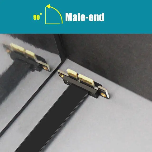 Alt view image 2 of 7 - GLOTRENDS PCIe 3.0 X1 Riser Cable, 32PIN Full Function Features, Dual 90 Degree Angle (100MM)