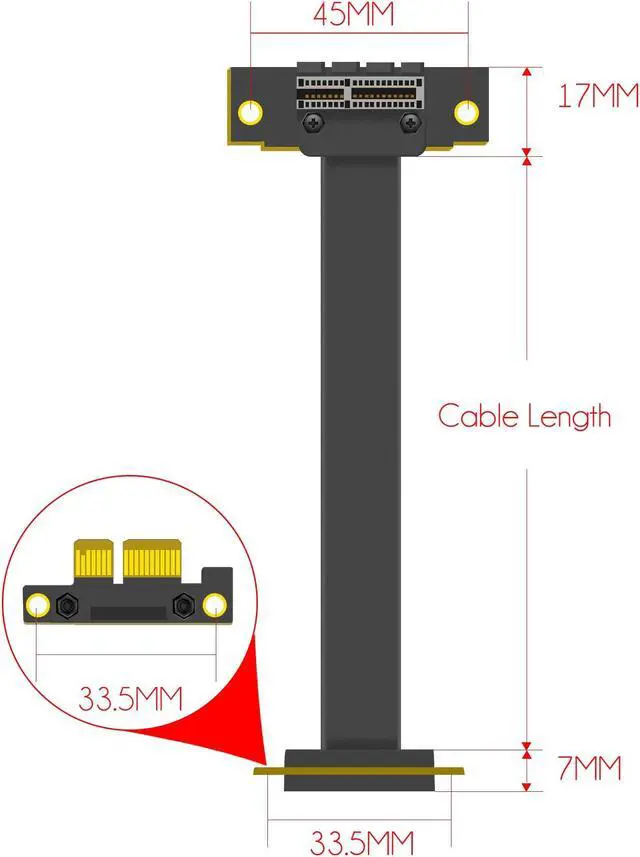 Alt view image 5 of 7 - GLOTRENDS PCIe 3.0 X1 Riser Cable, 32PIN Full Function Features, Dual 90 Degree Angle (100MM)