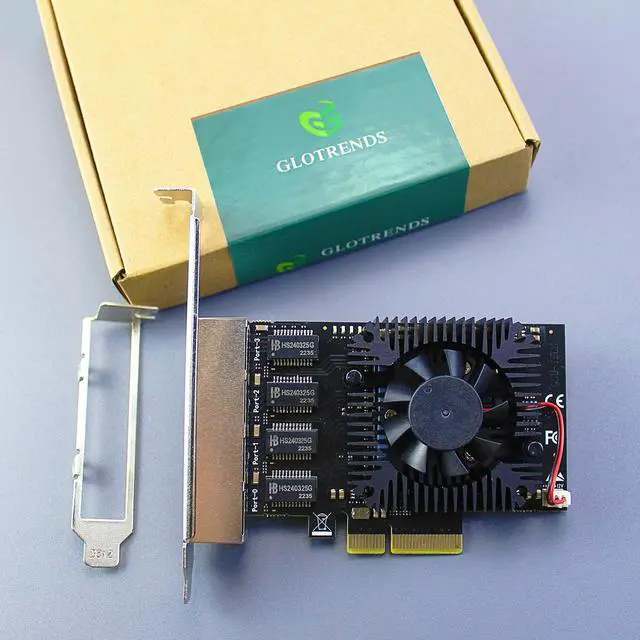 Alt view image 7 of 7 - GLOTRENDS LE8245F 4-Port PCIe Ethernet Network Card (Two 2.5Gbps Ports + Two 100/1000Mbps Ports), 4 x RTL8125BG Chip, 4 x RJ45 LAN Port, PCIe X4 Installation