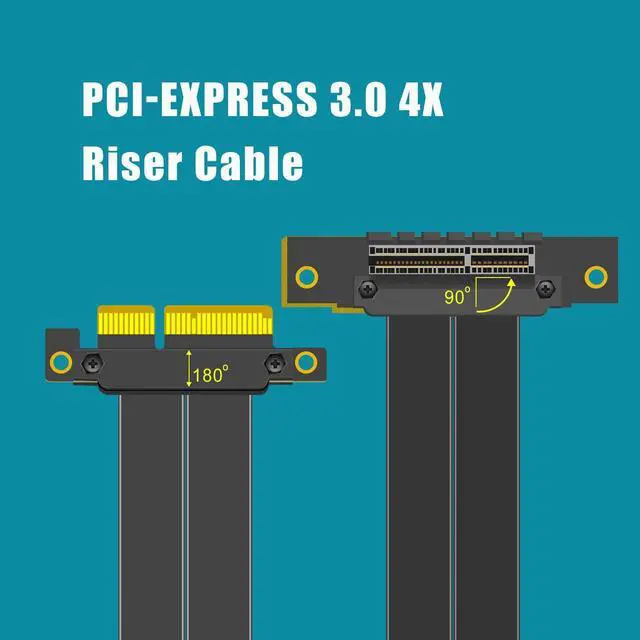 Alt view image 2 of 7 - GLOTRENDS PCIe 3.0 X4 Riser Cable 120mm Length, 32Gbps Full Speed, 64PIN Full Function Features, Female 90 Degree Angle (PCIE30-X4-120MM)