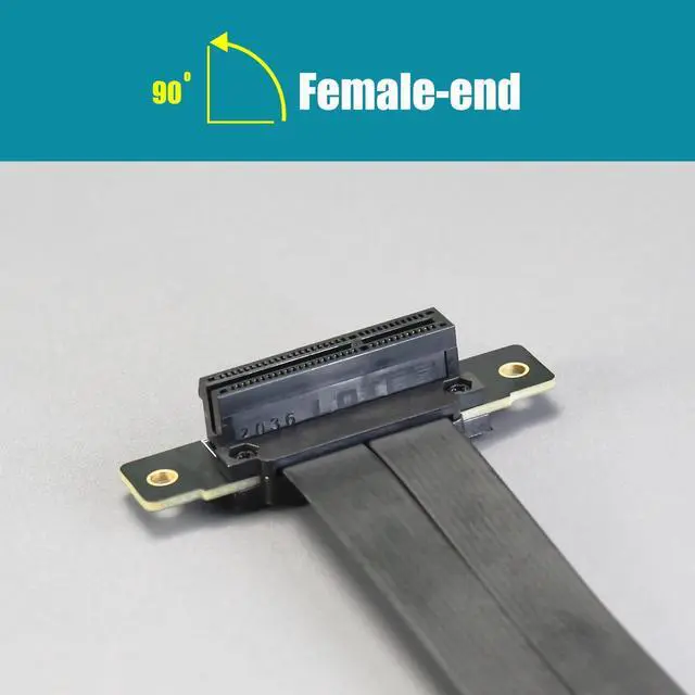 Alt view image 3 of 7 - GLOTRENDS PCIe 3.0 X4 Riser Cable 120mm Length, 32Gbps Full Speed, 64PIN Full Function Features, Female 90 Degree Angle (PCIE30-X4-120MM)