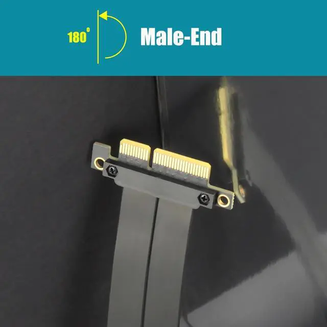 Alt view image 4 of 7 - GLOTRENDS PCIe 3.0 X4 Riser Cable 120mm Length, 32Gbps Full Speed, 64PIN Full Function Features, Female 90 Degree Angle (PCIE30-X4-120MM)