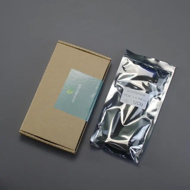 Alt view image 7 of 7 - GLOTRENDS PCIe 3.0 X4 Riser Cable 120mm Length, 32Gbps Full Speed, 64PIN Full Function Features, Female 90 Degree Angle (PCIE30-X4-120MM)