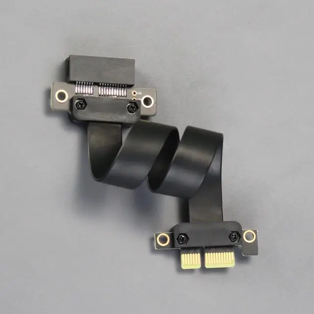 Alt view image 2 of 7 - GLOTRENDS PCIe 3.0 X1 Riser Cable, 32PIN Full Function Features, Dual 180 Degree Right Angle (200MM)