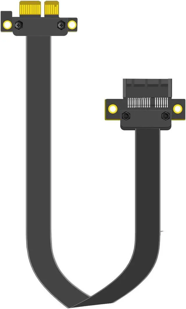 Main image of GLOTRENDS PCIe 3.0 X1 Riser Cable, 32PIN Full Function Features, Dual 180 Degree Right Angle (300MM)
