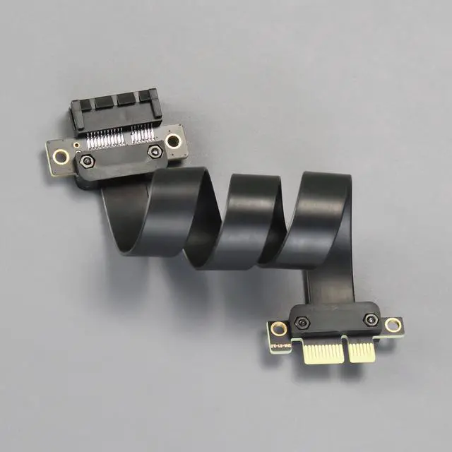 Alt view image 2 of 7 - GLOTRENDS PCIe 3.0 X1 Riser Cable, 32PIN Full Function Features, Dual 180 Degree Right Angle (300MM)