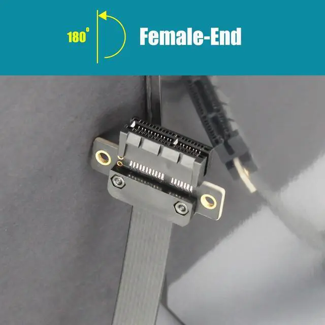 Alt view image 4 of 7 - GLOTRENDS PCIe 3.0 X1 Riser Cable, 32PIN Full Function Features, Dual 180 Degree Right Angle (300MM)