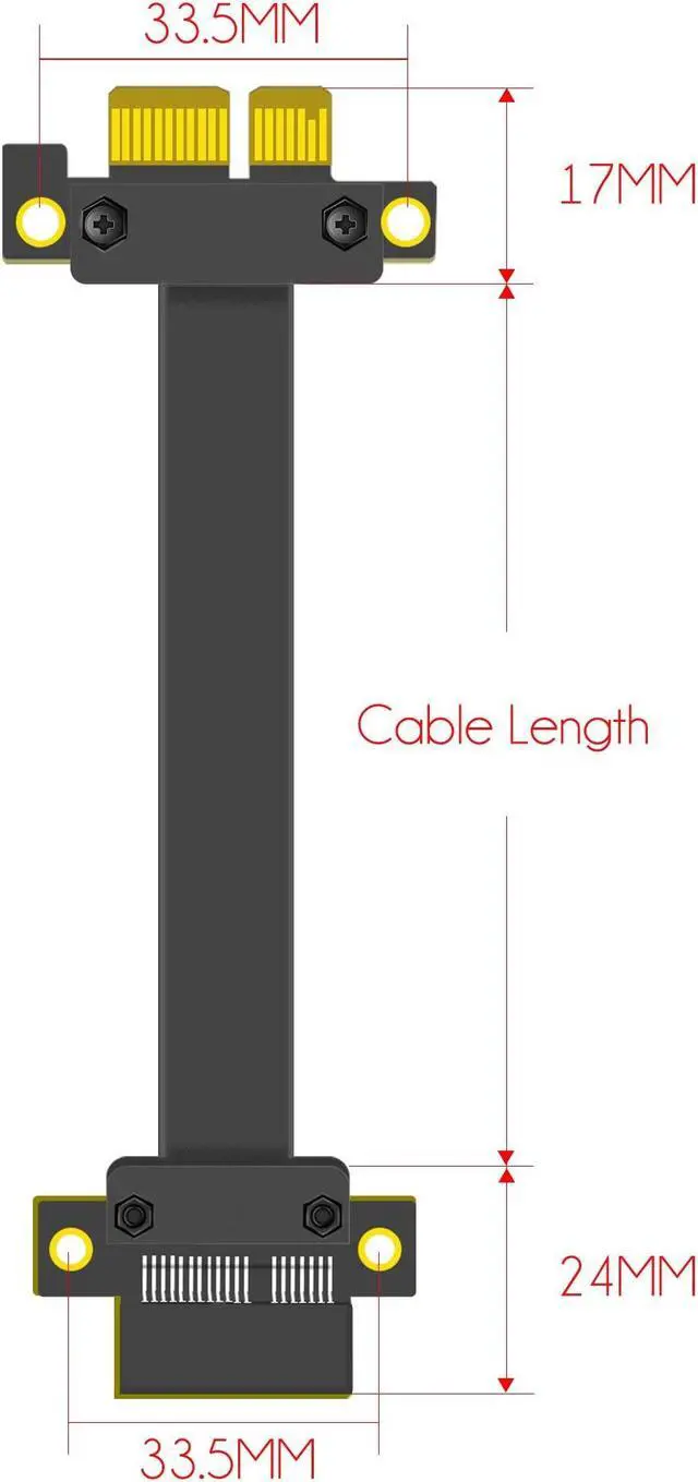 Alt view image 6 of 7 - GLOTRENDS PCIe 3.0 X1 Riser Cable, 32PIN Full Function Features, Dual 180 Degree Right Angle (300MM)
