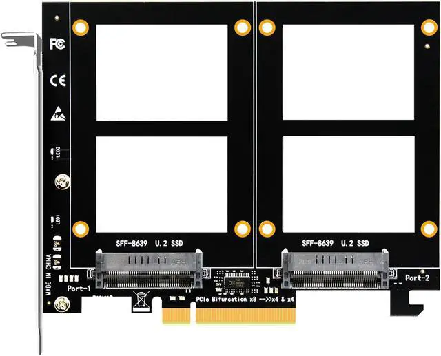 Main image of GLOTRENDS PU21 Dual U.2 to PCIe X8 4.0 Adapter, Support 2 x U.2 SSD, Without PCIe Splitter Function (PCIe Bifurcation Motherboard is Required)