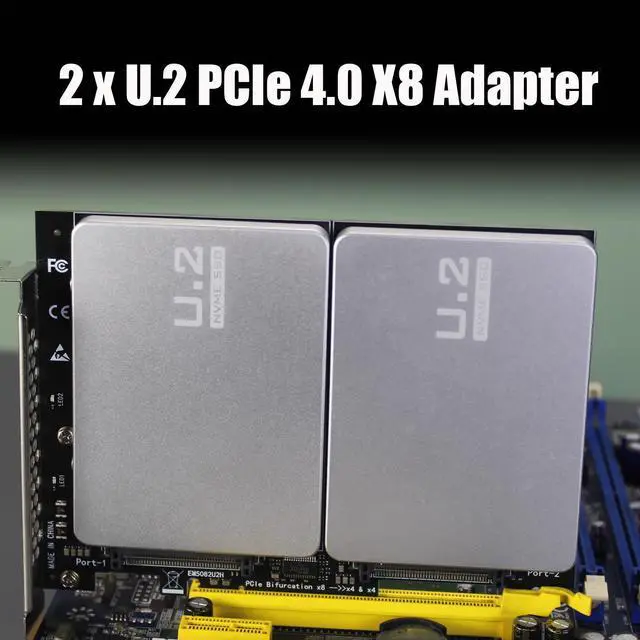 Alt view image 2 of 7 - GLOTRENDS PU21 Dual U.2 to PCIe X8 4.0 Adapter, Support 2 x U.2 SSD, Without PCIe Splitter Function (PCIe Bifurcation Motherboard is Required)