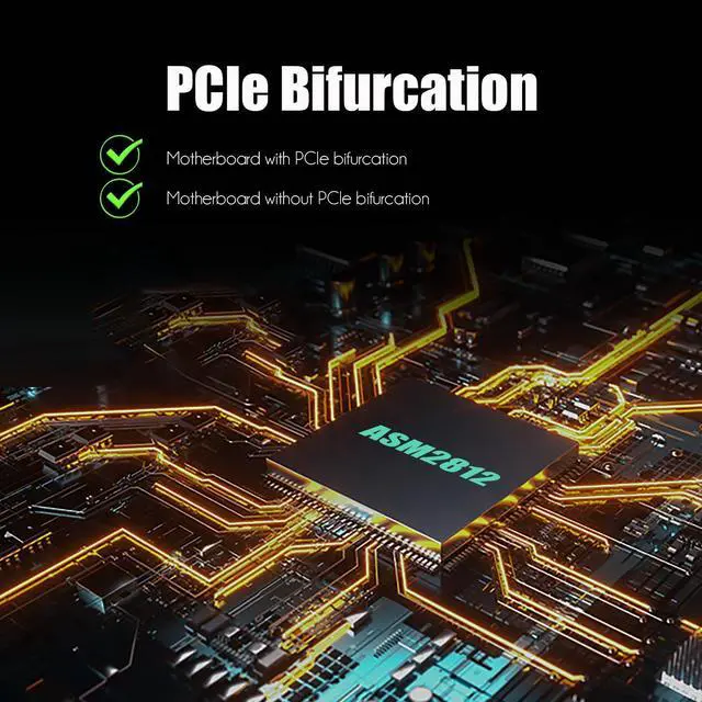 Alt view image 3 of 7 - GLOTRENDS PA20 Dual M.2 NVMe to PCIe 3.0 X4 Adapter with PCIe Bifurcation Function, Support 22110/2280/2260/2242/2230 Size