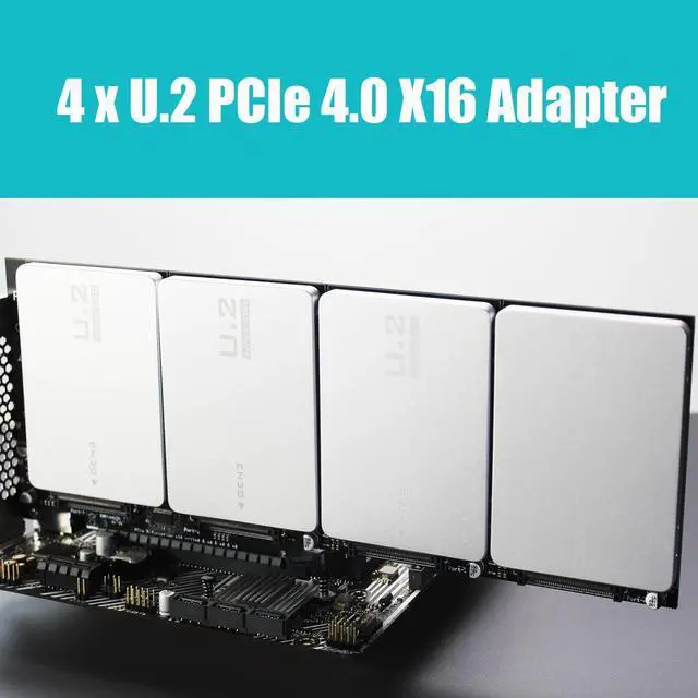 Alt view image 2 of 7 - GLOTRENDS PU41 Quad U.2 SSD to PCIe 4.0 X16 Adapter Without PCIe Bifurcation Function (PCIe Bifurcation Motherboard is Required)