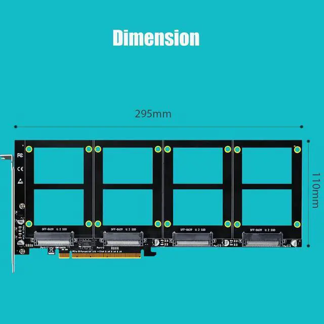 Alt view image 5 of 7 - GLOTRENDS PU41 Quad U.2 SSD to PCIe 4.0 X16 Adapter Without PCIe Bifurcation Function (PCIe Bifurcation Motherboard is Required)