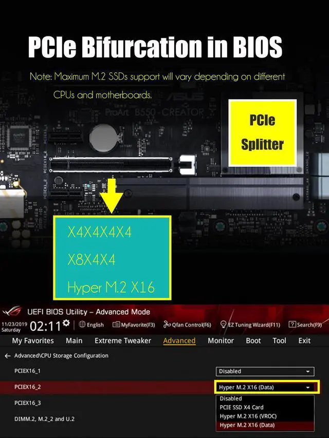 Alt view image 4 of 7 - GLOTRENDS PU41 Quad U.2 SSD to PCIe 4.0 X16 Adapter Without PCIe Bifurcation Function (PCIe Bifurcation Motherboard is Required)