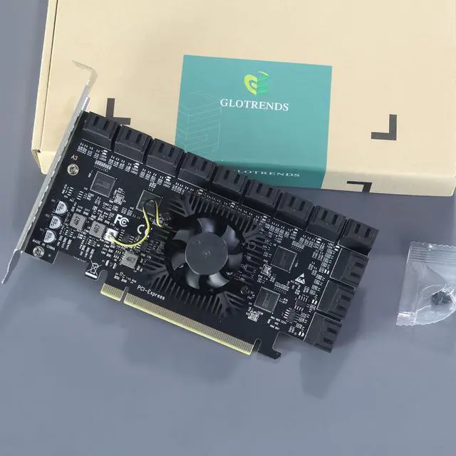 Alt view image 7 of 7 - GLOTRENDS SA3824A 24-port PCIe 3.0 X8 SATA Expansion Card, Compatible with Windows,Linux,Mac OS,NAS