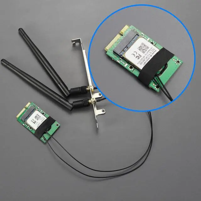 Alt view image 3 of 7 - GLOTRENDS WA03 M.2 Key E to Mini PCIe WiFi Adapter for M.2 WiFi 4/5/6/6e/7 Module, with 3.5-dBi SMA Antenna Kits