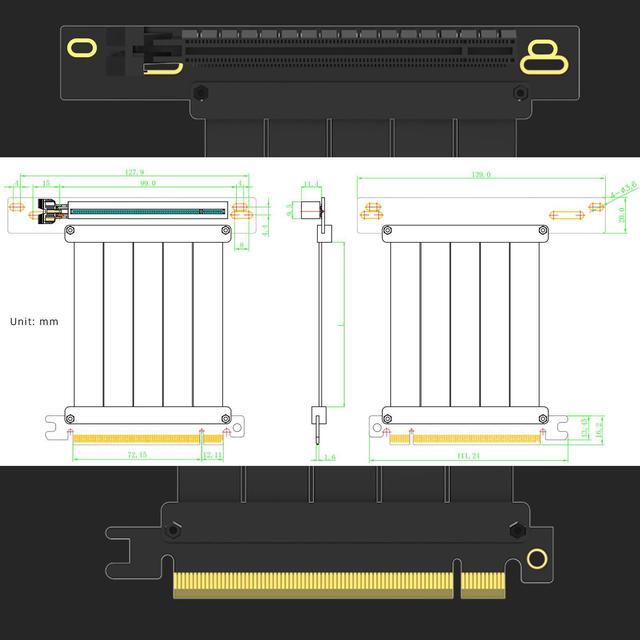 Alt view image 7 of 7 - GLOTRENDS PCIe 4.0 X16 Riser Cable, Compatible with PCIE GEN 4.0 GPU, Such as RTX4090-RTX3060, RX7900, RX6950XT-RX6500XT, etc