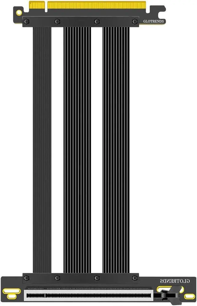 Main image of GLOTRENDS 200mm PCIe 5.0 X16 Riser Cable, 0 to 90 Degree Conversion, Compatible with PCIe 5.0/4.0 GPUs, Such as RTX5090, RX8900, etc (PCIE50-X16-200MM-0090D)