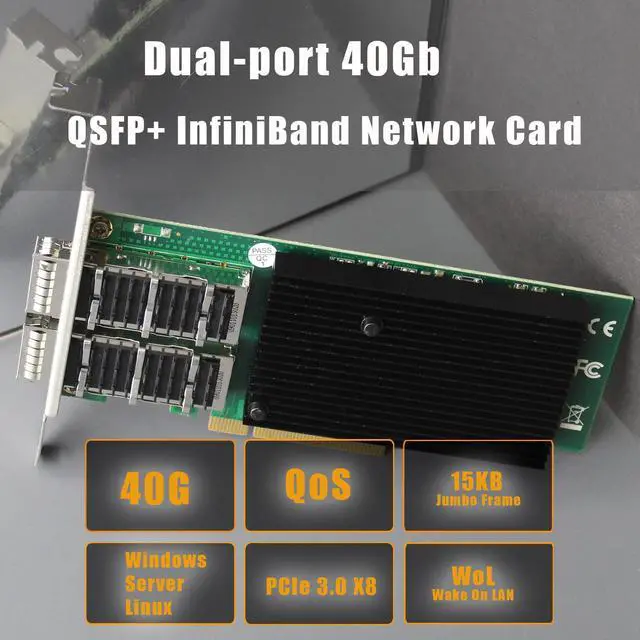 Alt view image 2 of 7 - GLOTRENDS ST7384 2-Port QSFP+ VPI 56Gb FDR InfiniBand and 40Gb Ethernet Network Card with Mellanox ConnectX-3 Controller, PCIe 3.0 X8 Interface, Support InfiniBand RDMA/RDMA (RoCE v2)