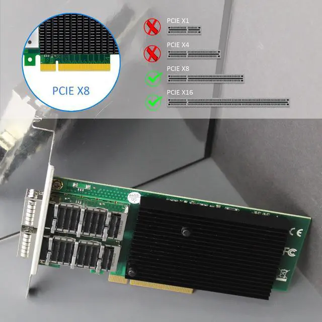 Alt view image 6 of 7 - GLOTRENDS ST7384 2-Port QSFP+ VPI 56Gb FDR InfiniBand and 40Gb Ethernet Network Card with Mellanox ConnectX-3 Controller, PCIe 3.0 X8 Interface, Support InfiniBand RDMA/RDMA (RoCE v2)