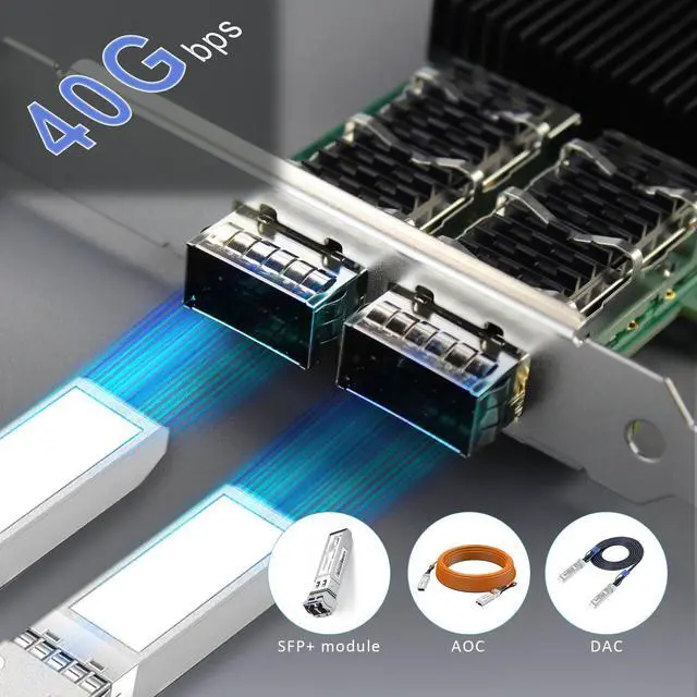 Alt view image 3 of 7 - GLOTRENDS ST7384 2-Port QSFP+ VPI 56Gb FDR InfiniBand and 40Gb Ethernet Network Card with Mellanox ConnectX-3 Controller, PCIe 3.0 X8 Interface, Support InfiniBand RDMA/RDMA (RoCE v2)