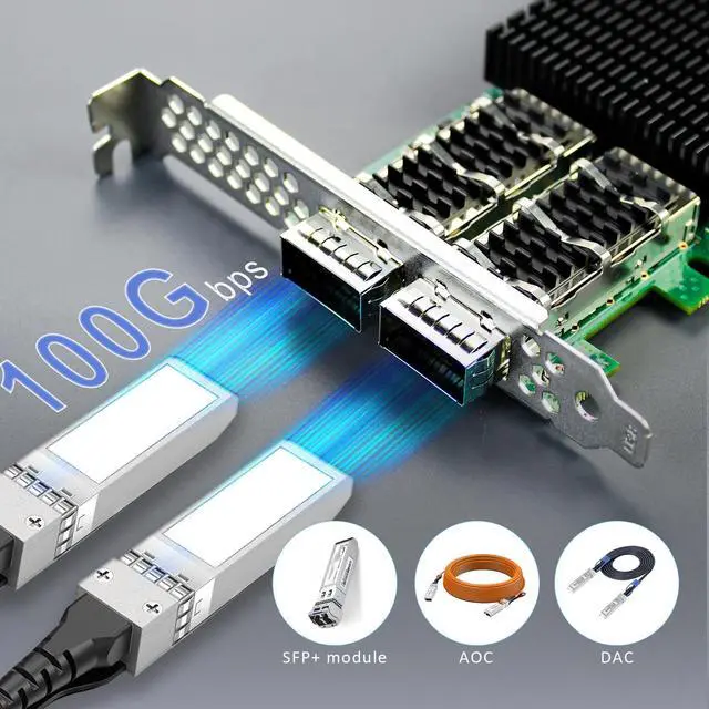 Alt view image 3 of 7 - GLOTRENDS ST7336 2-Port QSFP28 VPI 100Gb EDR InfiniBand and Ethernet Network Card with Mellanox ConnectX-4 Controller, PCIe 3.0 X16 Interface, Support InfiniBand RDMA/RDMA (RoCE v2)