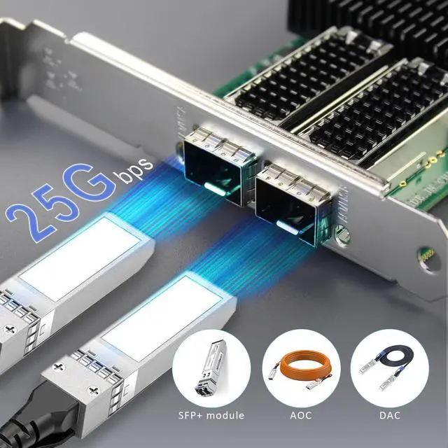 Alt view image 3 of 7 - GLOTRENDS ST7369 2-Port 25Gb SFP28 Server Network Card with Mellanox ConnectX-4 Controller, PCIe 3.0 X8 Interface, Support RDMA (RoCE v2), Not Infiniband