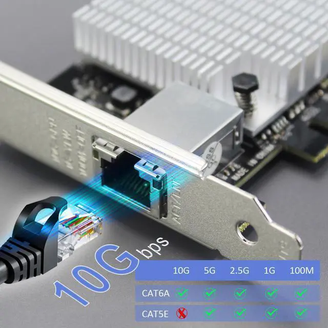 Alt view image 3 of 7 - GLOTRENDS ST7357 10Gb PCI-E NIC Network Card, Single Copper RJ45 Port, with Aquantia AQtion AQC107 Chip, Support MAC OS/Windows/Linux/ESX