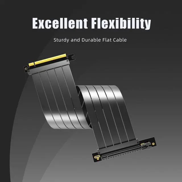 Alt view image 6 of 7 - GLOTRENDS 250mm PCIe 4.0 X16 Riser Cable (0->90 Degree), Compatible with PCIE GEN 4.0 GPU, Such as RTX4090-RTX3060, RX7900, RX6950XT-RX6500XT, etc