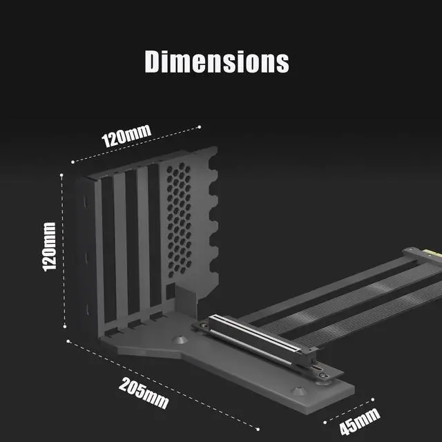 Alt view image 7 of 7 - GLOTRENDS PCIE 5.0 Riser Cable with Vertical GPU Holder Bracket for 7 x PCI Baffle PC Tower Installation