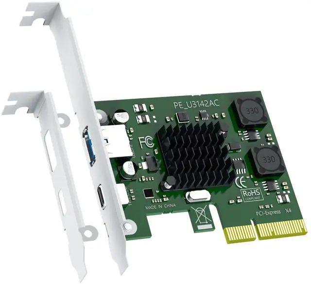 Main image of GLOTRENDS U3142AC 2-Port 10Gb USB 3.1 Gen2 (Type-C and Type-A) to PCIE X4 Expansion Card with ASM 3142 Chip, Regular and Low-profible Bracket
