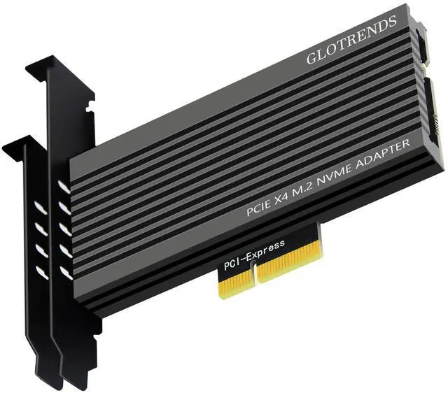 Main image of GLOTRENDS PA15 M.2 NVMe to PCIe 4.0 X4 Adapter for M.2 NVMe SSD, Extra Large Aluminum Heatsink, Regular and Low-Profile Bracket (Black)