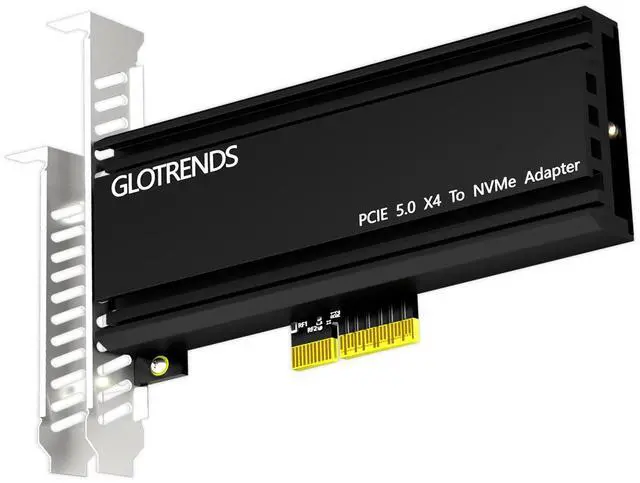 Main image of GLOTRENDS PA18 M.2 NVMe to PCIe 5.0 X4 Adapter for M.2 NVMe SSD, Extra Large Aluminum Heatsink, Regular and Low-Profile Bracket (Black)