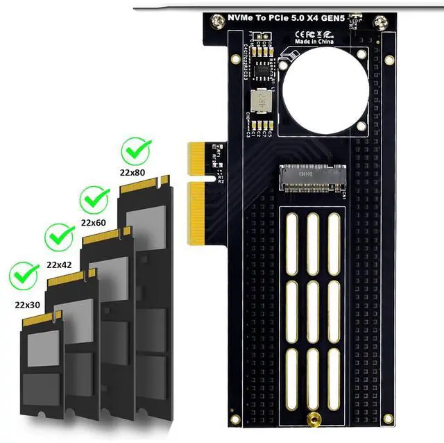 Alt view image 3 of 7 - GLOTRENDS PA19 M.2 NVMe to PCIe 5.0 X4 Adapter for M.2 NVMe SSD, Large Aluminum Heatsink Cover, Regular and Low-Profile Bracket