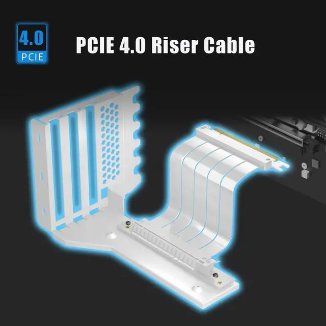 Alt view image 2 of 7 - GLOTRENDS 2-Slot GPU Support Bracket with 200mm PCIe 4.0 Riser Cable for GPU Vertical Mount, Compatible with RTX 40/30 Series and Radeon RX7000/RX6000 Series, PC Cases with Open PCI 7/8-slot Design