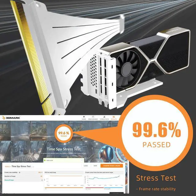 Alt view image 4 of 7 - GLOTRENDS 2-Slot GPU Support Bracket with 200mm PCIe 4.0 Riser Cable for GPU Vertical Mount, Compatible with RTX 40/30 Series and Radeon RX7000/RX6000 Series, PC Cases with Open PCI 7/8-slot Design